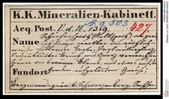Etiketten zu Calcit (NHMW-MIN-As503)